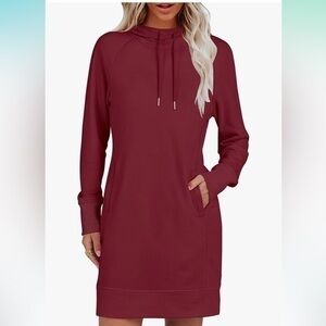 Hoodie dress long sleeves, drawstring, pockets sweatshirt dress